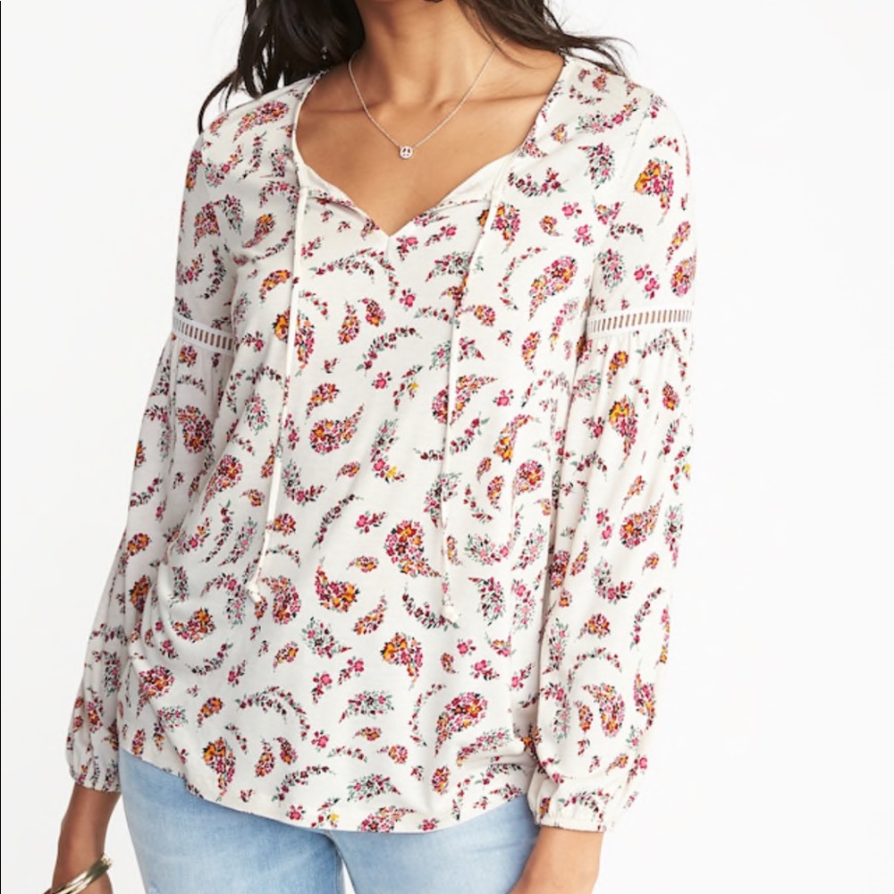 NWT Old Navy Floral Paisley Balloon Sleeve Top